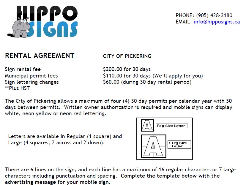 Pickering Rental Details